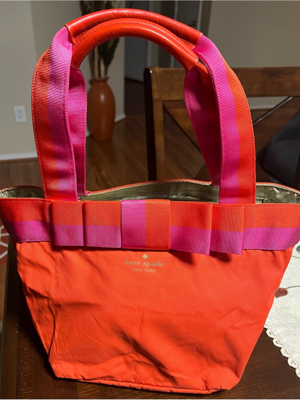 ♠️ kate spade Orange & Pink Striped Tote